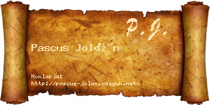 Pascus Jolán névjegykártya